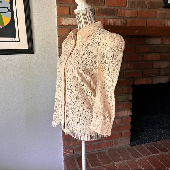 NWT L’AGENCE Andrea Lace Button Down Blouse in Blush Pink Sz XS - Picture 3 of 9